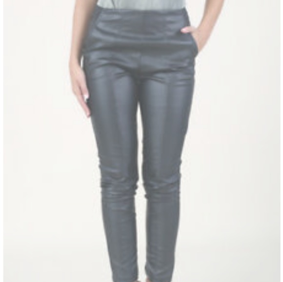 SMALL Black VEGAN LEATHER Skinny Pants BP67 - Picture 2 of 5